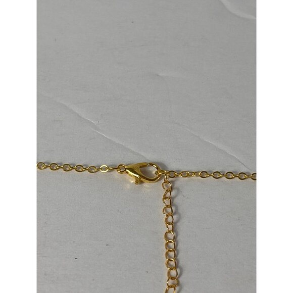 Goldtone Clear Rhinestone Halo Teardrop Pendant Necklace 17 - 19 inches Long - Picture 4 of 5